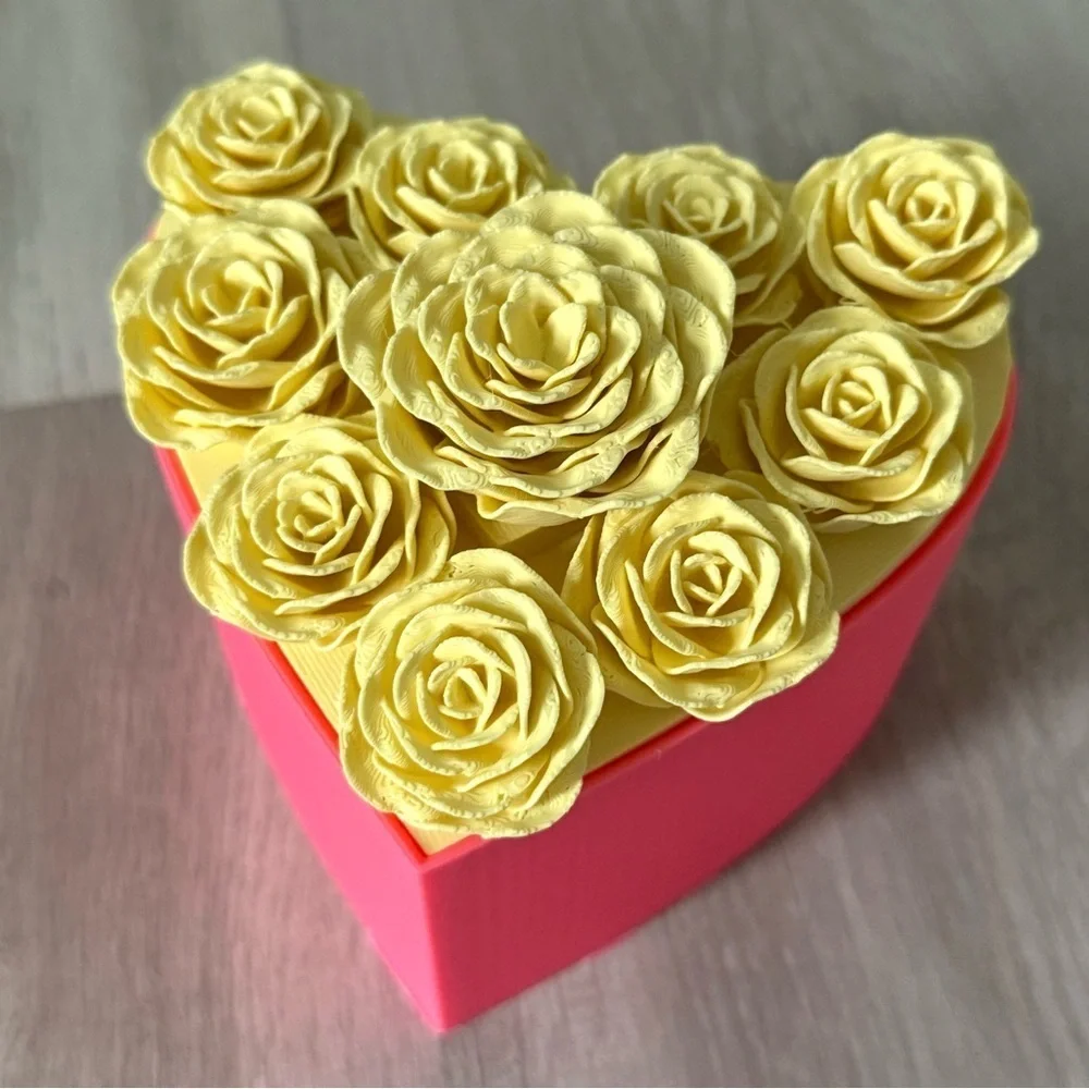 Roses Heart Container Valentine's Day 3D printed jewelry box gift